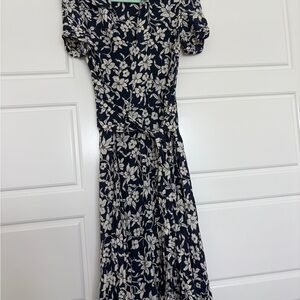 Ralph Lauren Navy and Cream Floral Maxi Dress